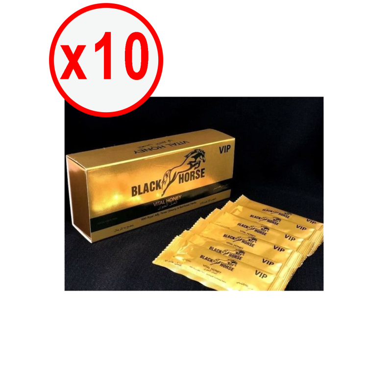 Miel aphrodisiaque black horse vip 10 boites de 12 sticks de 10g