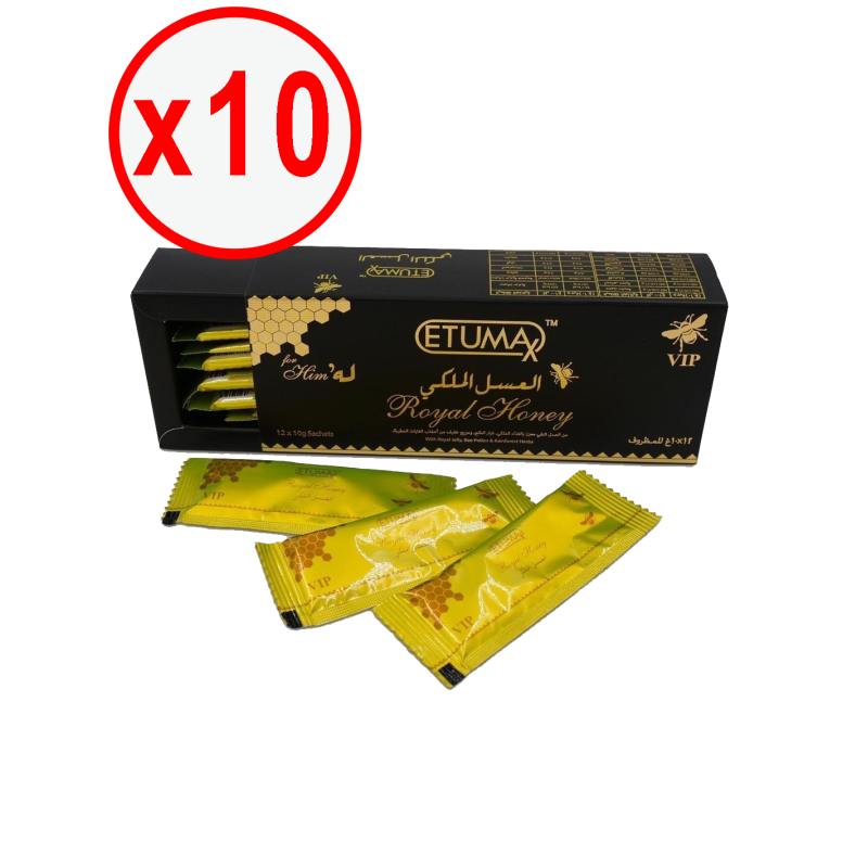 Miel aphrodisiaque etumax 10 boites de 12 sticks de 10g