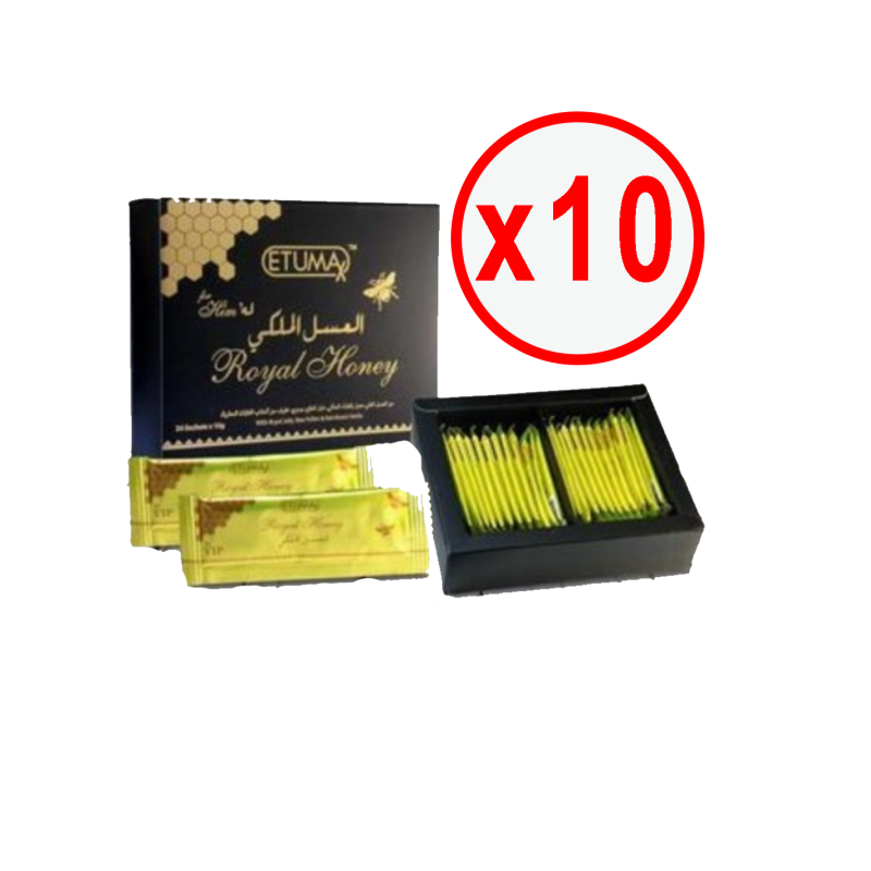 Miel aphrodisiaque royal honey etumax 10 boites de 24 sticks de 10g